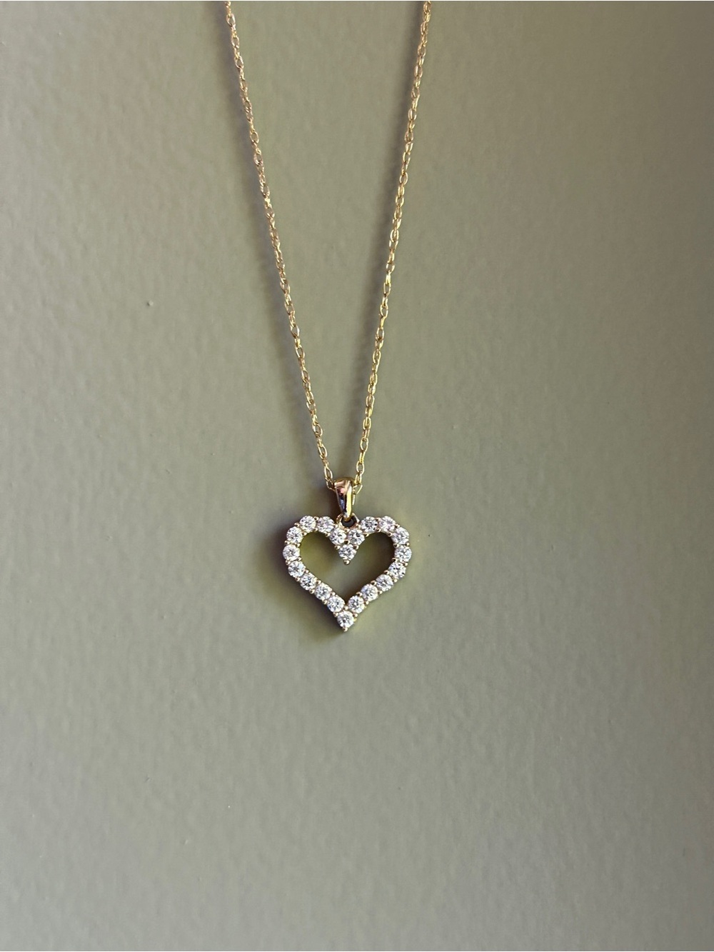14K Gold Heart Pendant Necklace with Lab Diamonds
